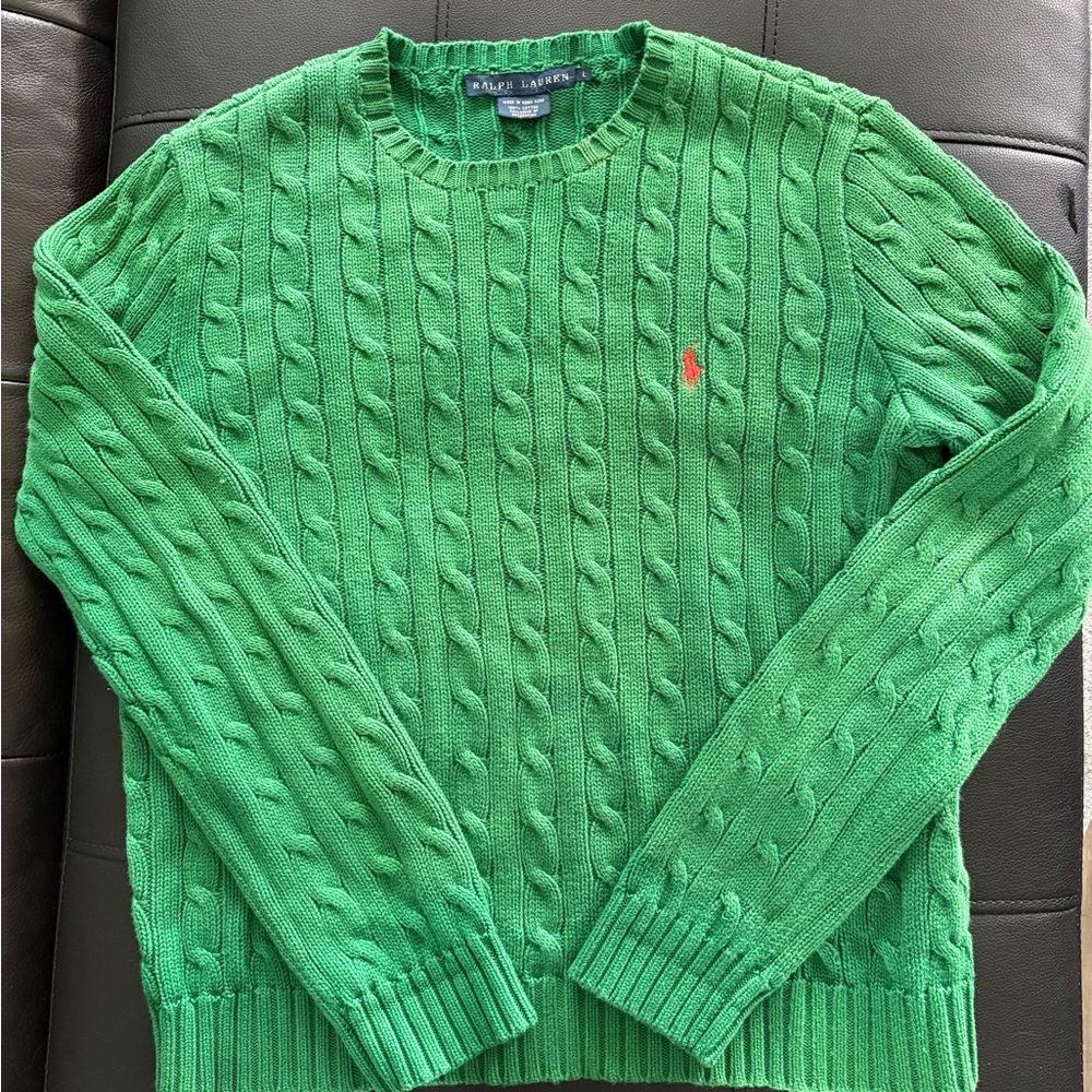 Ralph Lauren Green Cable Knit Sweater